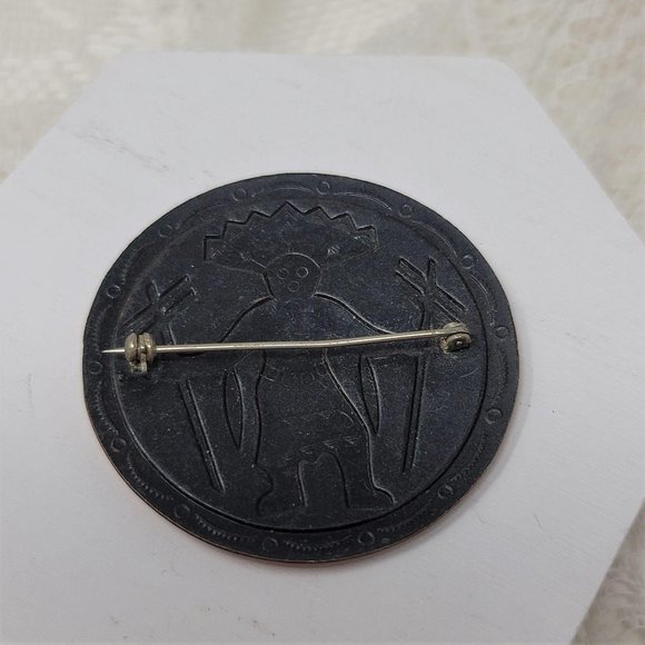 Copper Indian Fancy Dancer Pin Brooch Rhinestones - Picture 4 of 7